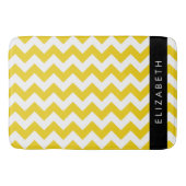 イエロージグザグ、イエローシェブロン、お名前 バスマット (正面)