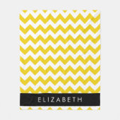 イエロージグザグ、イエローシェブロン、お名前 フリースブランケット (正面)