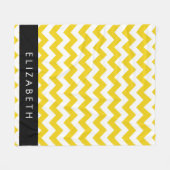 イエロージグザグ、イエローシェブロン、お名前 フリースブランケット (正面(横))
