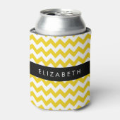 イエロージグザグ、イエローシェブロン、お名前 缶クーラー (缶正面)