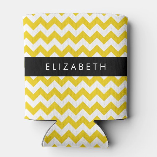 イエロージグザグ、イエローシェブロン、お名前 缶クーラー (裏面)