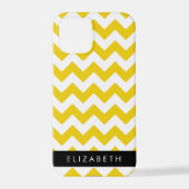 イエロージグザグ、イエローシェブロン、お名前 iPhoneケース (裏面)