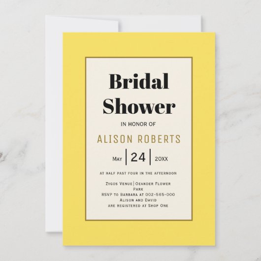 イエロージャスミン結婚フローラブライダルシャワー 招待状 (裏面)