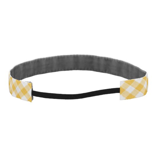 イエロージンガムのプレイド市松模様にパターン アスレチックヘッドバンド (裏面)