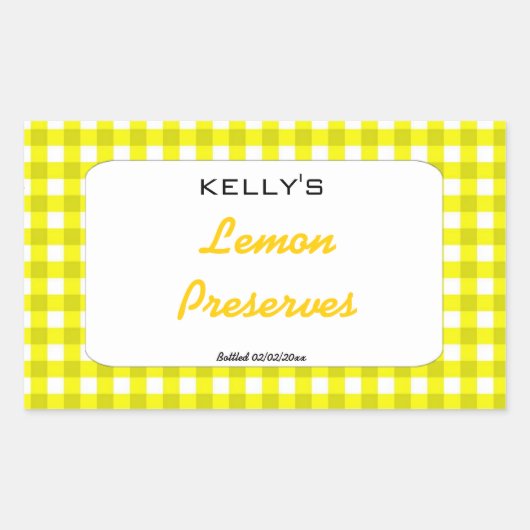 イエロージンガムのレモンの保存銘柄 長方形シール (正面)