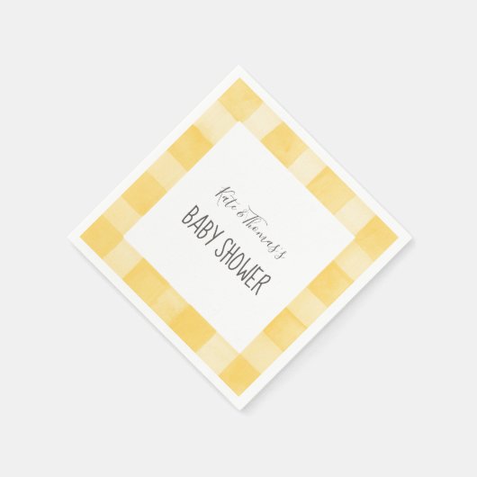 イエロージンガムニュートラルピクニックベビーシャワー スタンダードカクテルナプキン (角)