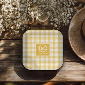 イエロージンガムモノグラムクレストカスタム ペーパープレート