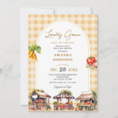 イエロージンガム地元で栽培された野菜ベビーシャワー 招待状 (正面)