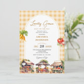 イエロージンガム地元で栽培された野菜ベビーシャワー 招待状 (スタンド正面)