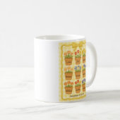 イエロージンガム花ポット コーヒーマグカップ (正面右)