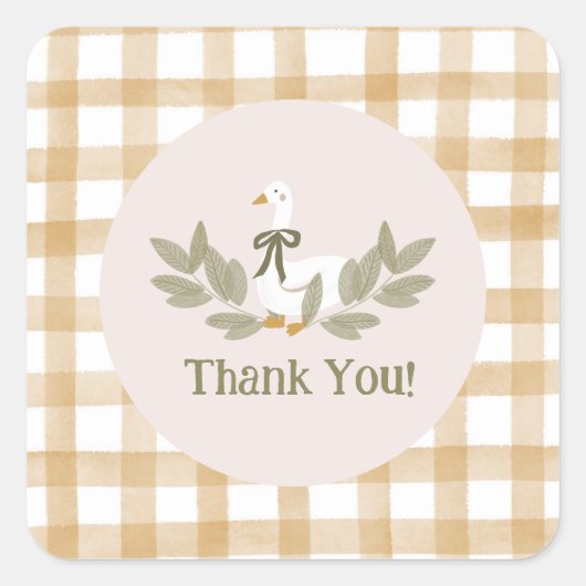 イエロージンガム間抜けグース誕生日パーティー ラウンドシール (正面)