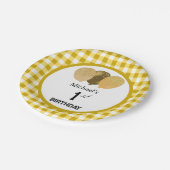 イエロージンガム&バルーン1st誕生日 ペーパープレート (アングル)