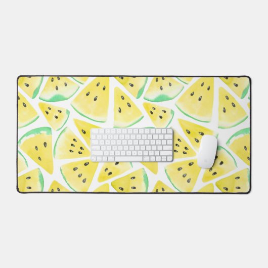 イエロースイカのスライス型包み紙 デスクマット (キーボード&マウス)