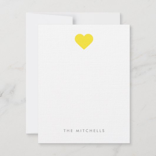 イエロースウィートハートモノグラム文房具 ノートカード (正面)