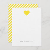 イエロースウィートハートモノグラム文房具 ノートカード (正面/裏面)