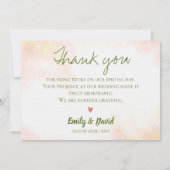 イエロースエレガントフラワーラヴ感謝してい&結婚ズ サンキューカード (裏面)