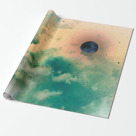 イエロースカイ包み付き黒月紙 ラッピングペーパー (アンロールド)