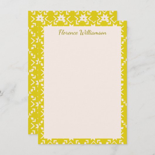 イエロースカンジナビアフォーク幾何学パーソナライズされた サンキューカード (正面/裏面)