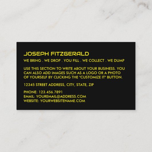 イエロースキップスキップ/ダンプスター会社 名刺 (裏面)