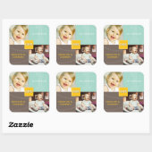 イエロースクエアスケッチ一双生児1stバースデーフォト スクエアシール (シート)