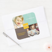 イエロースクエアスケッチ一双生児1stバースデーフォト スクエアシール (封筒)