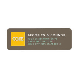 イエロースクエアスケッチ1ツインズバースデーパーティー ラベル