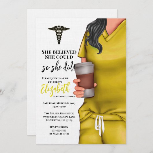 イエロースクラブスメディカルスクール卒業招待状 招待状 (正面/裏面)