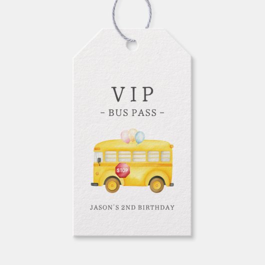 イエロースクールバスおもしろい ギフトタグ (正面)