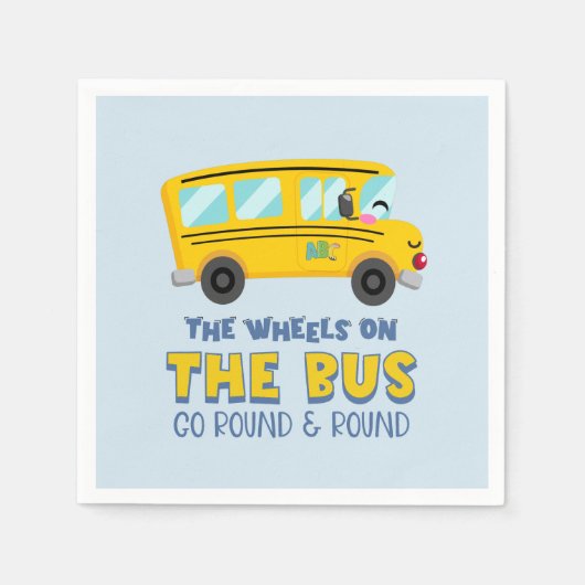 イエロースクールバスの誕生日 スタンダードカクテルナプキン (正面)
