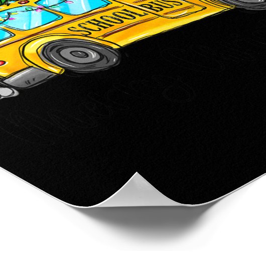 イエロースクールバスクリスマスライトツリードライバーパハ ポスター (角)