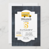 イエロースクールバスシャルボード子供の誕生日 招待状 (正面)