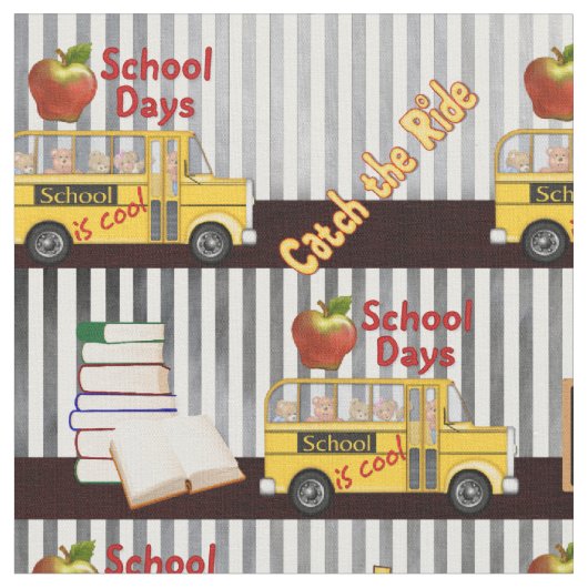 イエロースクールバスストライプの ファブリック (クローズアップ)