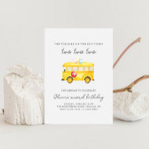 イエロースクールバストドラー誕生日招待状