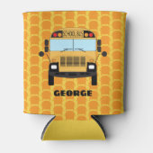 イエロースクールバスドライバーと教室先生 缶クーラー (正面)