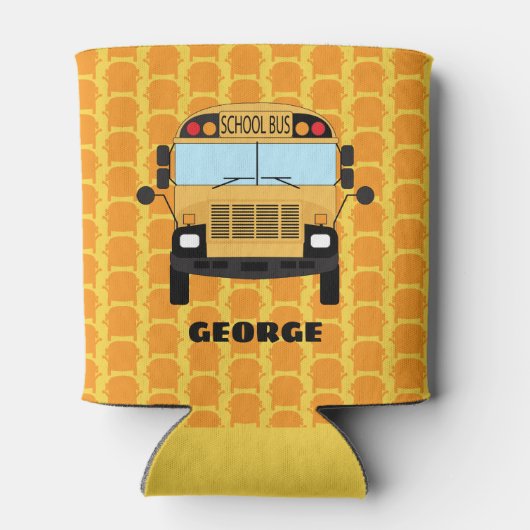 イエロースクールバスドライバーと教室先生 缶クーラー (裏面)