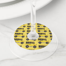 イエロースクールバスドライバー先生退職パーティー ワイングラスタグ