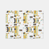 イエロースクールバスパーティーキッズ フリースブランケット (正面(横))