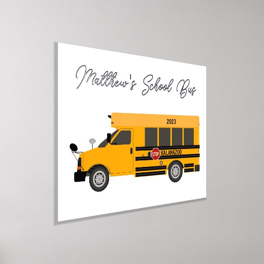 イエロースクールバスフォイル文字ウォールアートボーイズルーム 箔ポスター (レイダウン)