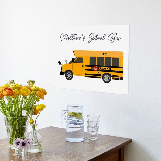 イエロースクールバスフォイル文字ウォールアートボーイズルーム 箔ポスター (レイダウン (キッチン))