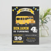 イエロースクールバス子供の誕生日パーティー 招待状 (スタンド正面)