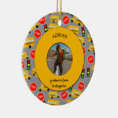 イエロースクールバス幼稚園卒業 セラミックオーナメント (右)