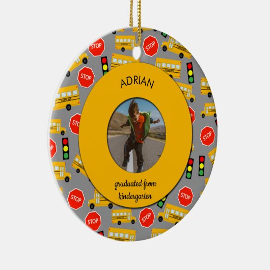 イエロースクールバス幼稚園卒業 セラミックオーナメント (右)
