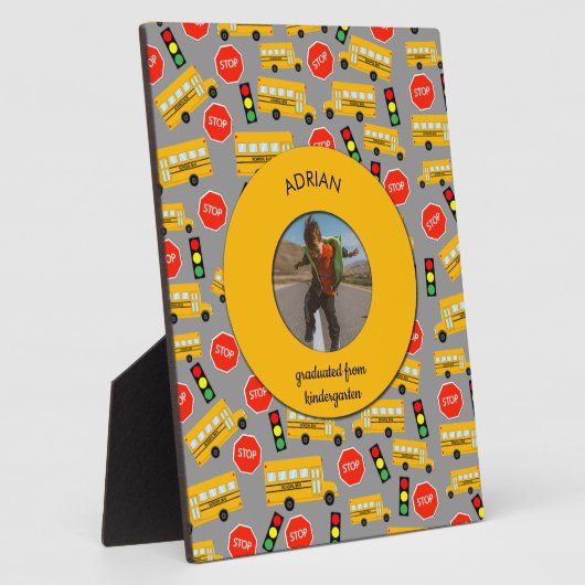 イエロースクールバス幼稚園卒業 フォトプラーク (側面)