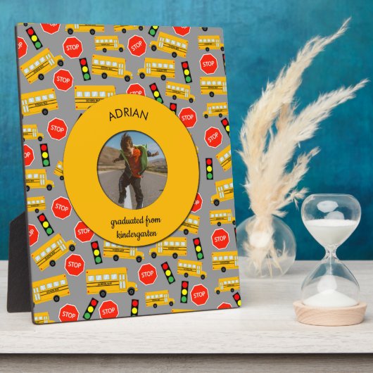 イエロースクールバス幼稚園卒業 フォトプラーク (側面)