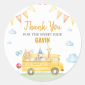 イエロースクールバス誕生日パーティー ラウンドシール (正面)