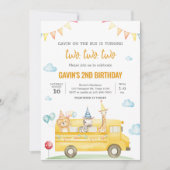 イエロースクールバス誕生日パーティー 招待状 (正面)