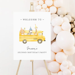 イエロースクールバス誕生日歓迎ポスター ポスター