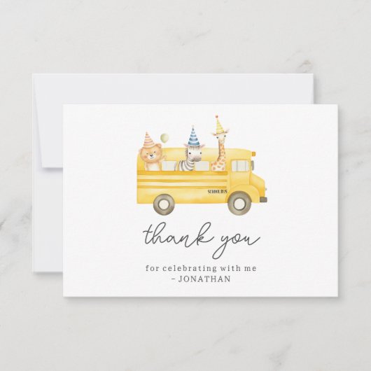 イエロースクールバス誕生日 サンキューカード (正面)