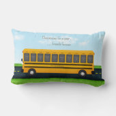 イエロースクールバス20写真カスタム文字 ランバークッション (裏面)