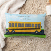 イエロースクールバス20写真カスタム文字 ランバークッション (ブランケット)